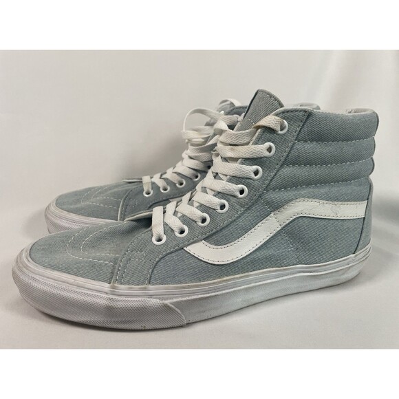 Vans Sk8-Hi Light Blue Denim Canvas High Top Sneakers Men’s Size 8.5 - Picture 1 of 8
